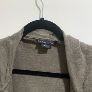 Tahari linen/cotton long cardigan with hood